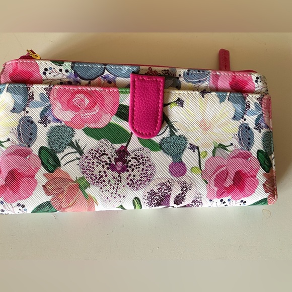 Buxton Pink & Purple Floral Large Wallet - Picture 3 of 11